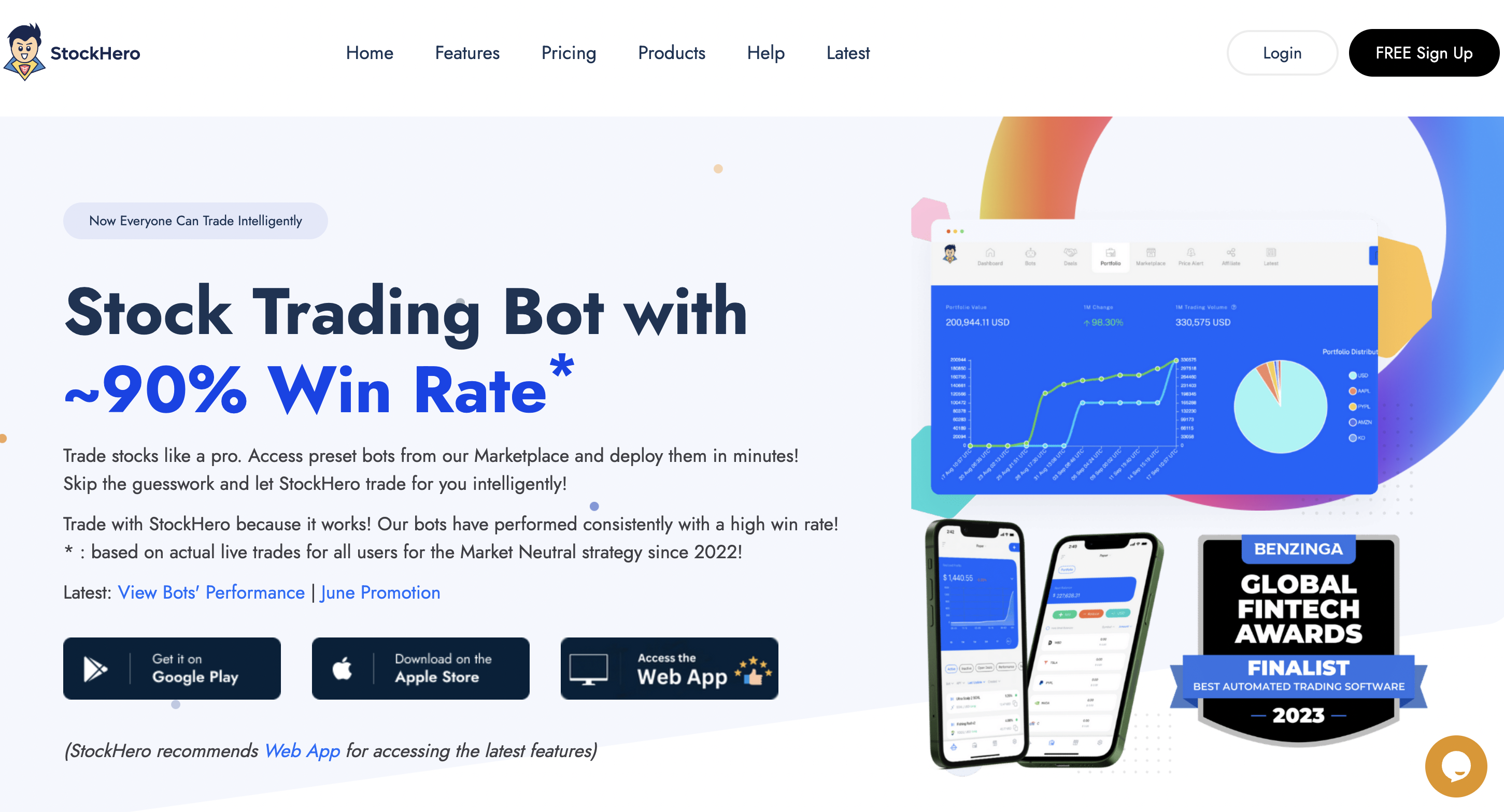 StockHero homepage