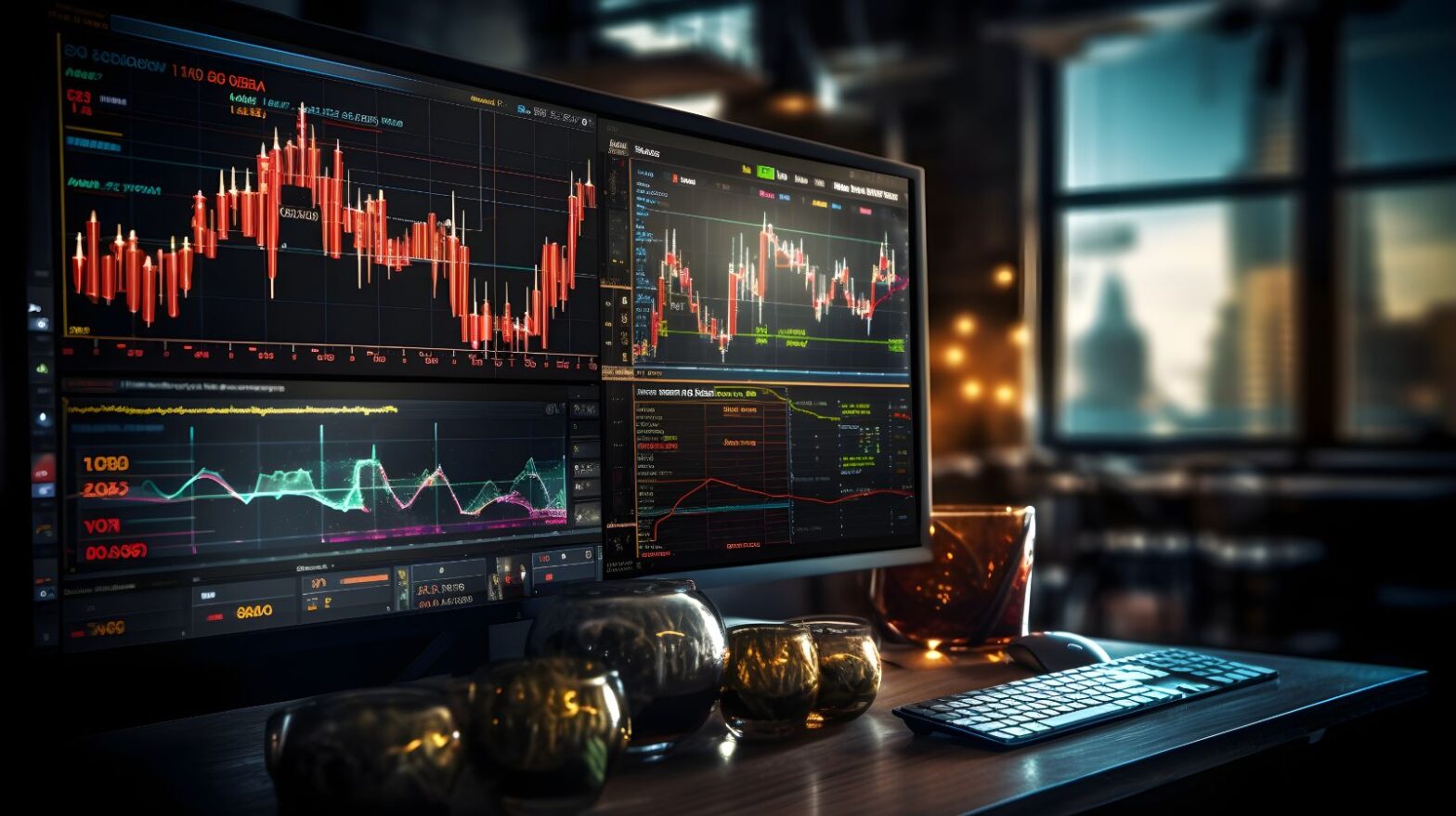 trading screen showing multiple graphs