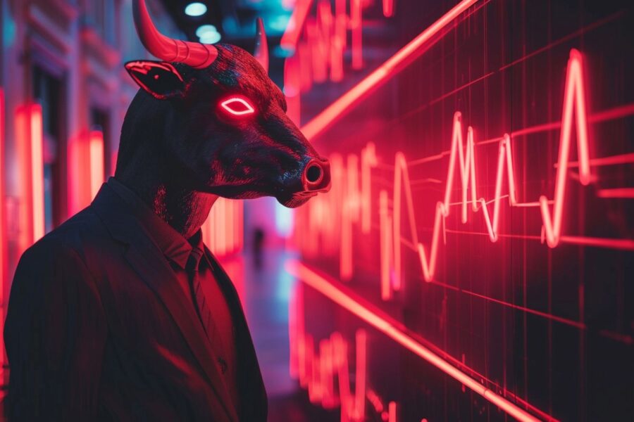 rendering financial neon bull