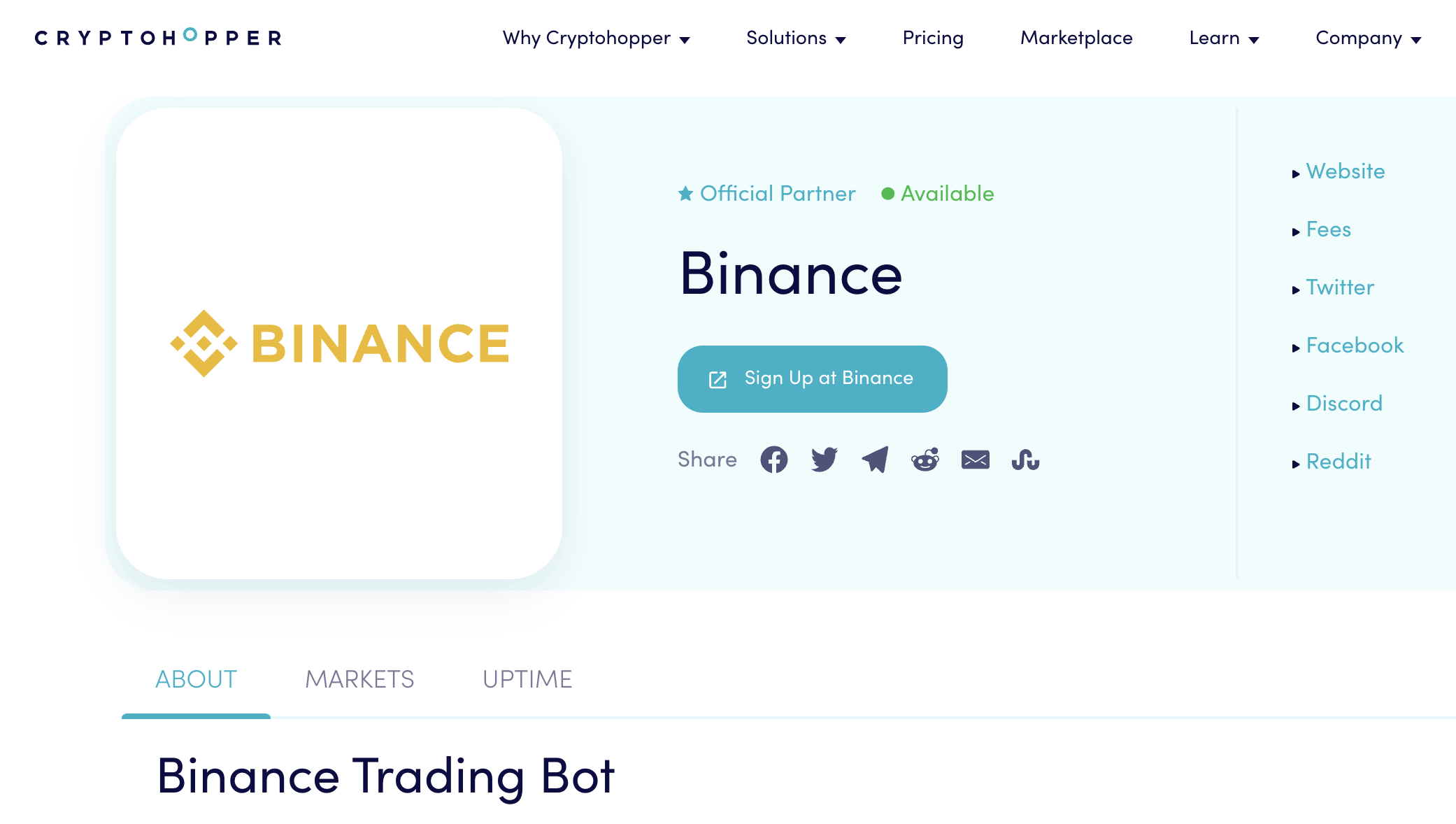 Cryptohopper binance